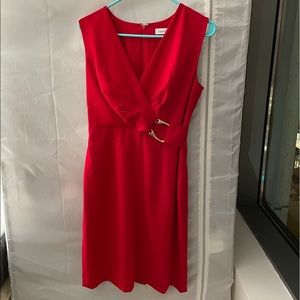 Calvin Klein v neck Dress in bright red size 4